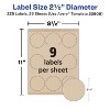 Avery Kraft Brown Round Labels with Sure Feed Technology, 2.5" Diameter, Print to the Edge, Laser/Inkjet Printable Labels, 225 Total (22808) - 4 of 4