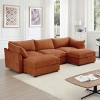U-Shaped Sectional Sofa, 3-Seater Sofa with Pull-Out Storage Drawers and Footstool, Upholstered Chenille Sofa with Cushion-Coolbibila - 2 of 4