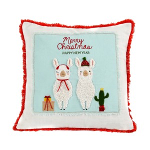 18” Merry Christmas Llamas Throw Pillow - National Tree Company - 1 of 4