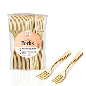 Posh Setting 4 Inch Mini Forks Gold Plastic Tasting Fork - 36 Count - 1 of 4