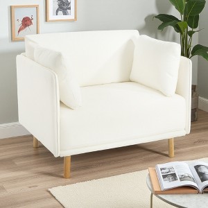 39" Fabric Modern Accent Chair with Soft Cushions and Solid Wood Legs - 1 of 4