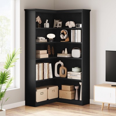 Corner Bookshelf 72.8in Farmhouse Bookcase Large Bookshelf