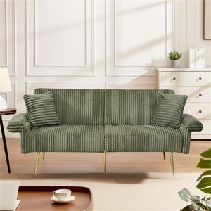 RISOKEYS 79 Inch Corduroy Sofa Bed - Foldable Double Sofa Bed with Folding Armrests for Living Rooms and Small Spaces - Soft Velvet Fabric - 1 of 4