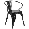 Emma and Oliver Commercial 24" Round Black Metal Indoor-Outdoor Table Set with 2 Arm Chairs - 4 of 4