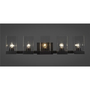 Toltec Lighting Nouvelle 5 - Light Vanity in  Espresso with 4" Square Clear Bubble Shade - 1 of 1
