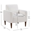 Homy Casa Textured Fabric Accent Chair with Wood Legs, Living Room Armchair, White - 3 of 4