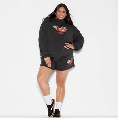 Women's Cars Fleece Graphic Pullover Sweatshirt - Black