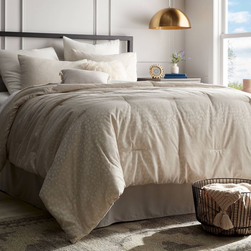 8pc Luxe Jacquard Snow Leopard Comforter Set Beige - Threshold™, 3 of 11