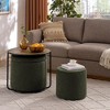 CAVINAS 3-Piece Set Round Storage Ottoman Bench, Multi-Functional Combination Set Table Ottoman, with Drum Stool, Velvet Ottoman with Storage - 3 of 4