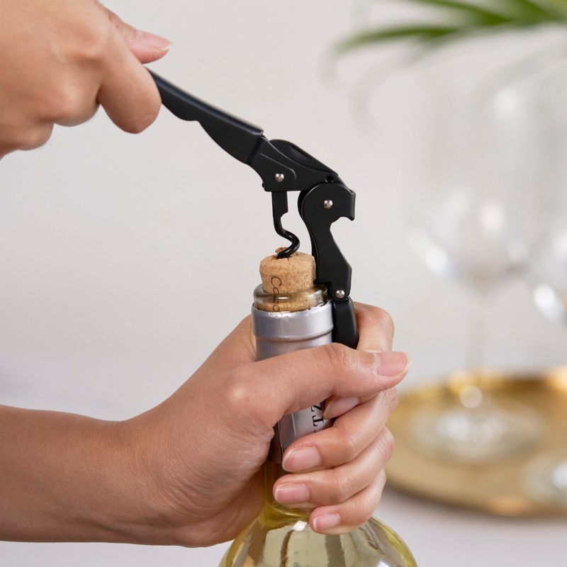 True TrueTap Double Hinged Waiter’s Corkscrew, Matte Black Wine Bottle Opener with Foil Cutter, Wine Key, 2 of 8