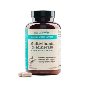 NatureWise Multivitamin for Women + Stress Support with Organic Whole Foods - B-Complex + Vitamin C + D3 K2, Hair, Skin & Nails - 1 of 4