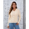 Womens Waffle Knit Cardigan Long Sleeve Button Down Cardigan Round Neck Ribbed Cuff Sweater Knit Jackets - 4 of 4