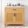 Mshliw 36" Free-standing Rattan Bathroom Vanity with Ceramic Sink, Soft Close Doors, Solid Wood Legs, 3 Drawers - 2 of 4