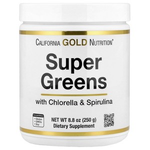 California Gold Nutrition Super Greens with Spirulina, Chlorella, Kelp, and Apple Pectin, 8.8 oz (250 g) - 1 of 4