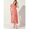 Allegra K Women's Boho Floral Cross V Neck Flutter Sleeve Summer Beach Wrap Dress - 2 of 4