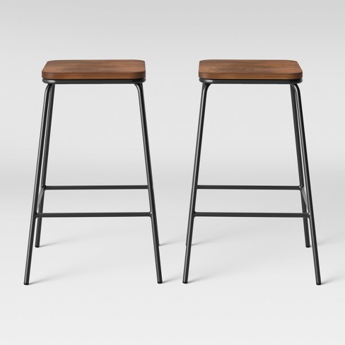 Set Of 2 Rhodes Metal Wood Counter Height Barstool Black Project 62 Target