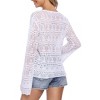 BLUEMING Womens Crochet Bell Sleeve Sweater Tops Loose Fit V Neck Mesh Cover Up Tops Hollow Out Boho Tops - 2 of 4