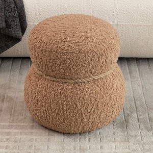 Okak Cute Ottoman Bench Snowman Stool with Plush Cushion  Footrest Stool for Couch, Living Room, Entryway, Bedroom, End of Bed, Light Brown - 1 of 3