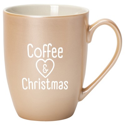 Elanze Designs Coffee & Christmas Pearlescent Sand 10 ounce New Bone China Coffee Cup Mug
