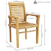 Sunnydaze Outdoor Solid Teak Wood with Light Stained Finish Slatted Patio Lawn Arm Chair - Light Brown - 3 of 4
