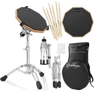 Ashthorpe Drum Practice Pad Set With Snare Stand, Black - 12 Double-sided  Silent Drum Kit With Drumsticks And Carrying Bag : Target