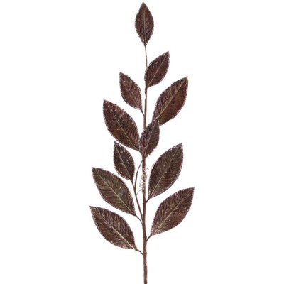 Melrose 32" Glittered Brown Magnolia Leaf Artificial Spring Spray