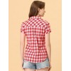 INSPIRE CHIC Women's Classic Short Sleeve Button Down Plaid Shirt - 4 of 4