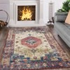 Wasshable Vintage Distressed Floral Print Living Room Bedroom Area Rug, Soft Non Slip Floor Carpet for Dining Room Home Office - 3 of 4