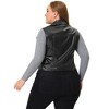 Agnes Orinda Women's Plus Size Leather Motorcycle Zip-Up Riding Biker Crop Vest Jacket - 4 of 4