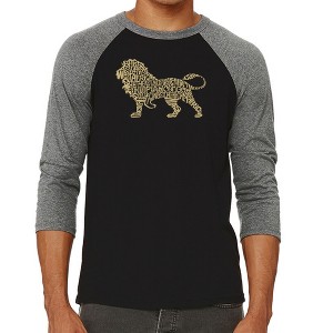 LA Pop Art Men's Raglan Baseball Word Art T-shirt - Lion - 1 of 4