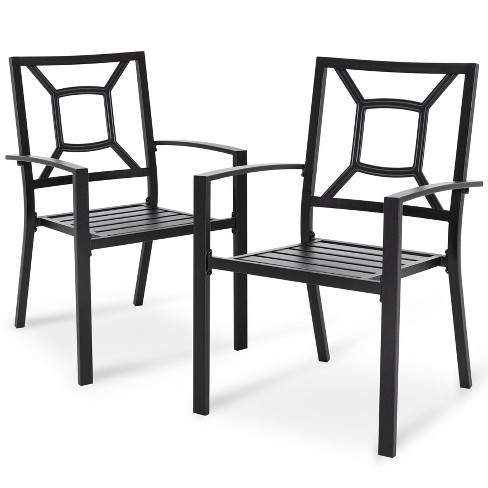 2pk Outdoor Metal Dining Chairs With, Outdoor Metal Dining Chairs With Arms