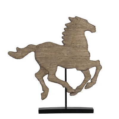 GlasFlength Decorative Objects Horse Decor Accent Horse Sculpture Decor Vintage Horse Table Decor for Living Room, Brown, 19"*3"*19.5"