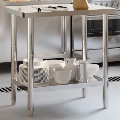 vidaXL Kitchen Work Table 32.5 in.x21.7 in.x33.5 in. Stainless Steel