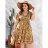 BLUEMING Plus Size Womens Dresses V Neck Floral Flutter Sleeve Midi Surplice Dress Waist Belted Floral Tie Waist Dress Bell Sleeve Dress Flowy Dress - 4 of 4