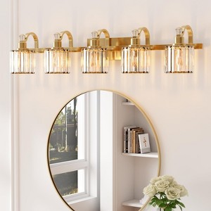 Crystal Gold Bathroom Vanity Light 3/4/5/6 Light Modern Bathroom Vanity Light Fixtures Over Mirror Modern Crystal Vanity Lighting - 1 of 4