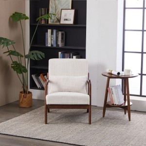 TiramisuBest Mid-Century Accent Chair & Coffee Table Set,Vintage Luxury Design, Beige Leisure Chair & Walnut-Tone Table for Living or Bedroom - 1 of 4