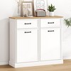 Tilt Out Trash Cabinet, Hidden Trash Storage Cabinet , Freestanding White Garbage Can Cabinet for Kitchen Dining Living Room - 4 of 4
