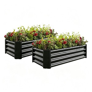 Lumioca - 2PCS Black 4x2x1ft Metal Raised Garden Bed, Rectangle