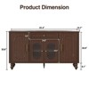 Buffet Cabinet with Storage, Walnut Sideboard Buffet with Glass Doors & Adjustable Shelves, 60" Mid Century Kitchen Storage Cabinet - 2 of 4