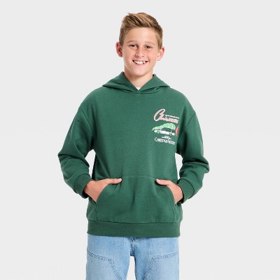 Boys' National Lampoon Christmas Vacation Oversized Hooded Fleece Sweatshirt - Green