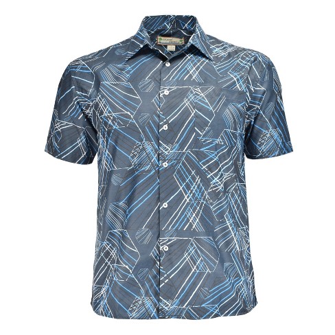 Beyond Paradise Men's Geometric Print Cotton Shirt | Dark Blue - image 1 of 3