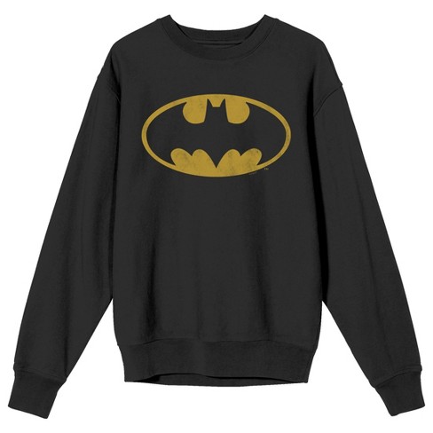 Batman Distressed Bat Emblem Women s Black Crew Neck Fleece Sweatshirt Target