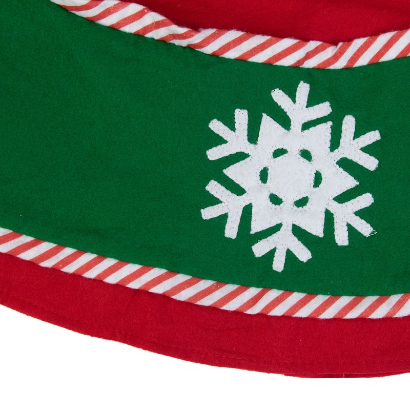 Northlight 48" Red and Green Snowflakes Christmas Tree Skirt, 3 of 4