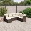 vidaXL 7 Piece Patio Sofa Set with Cushions - Brown and Cream Without Table - 2 of 4