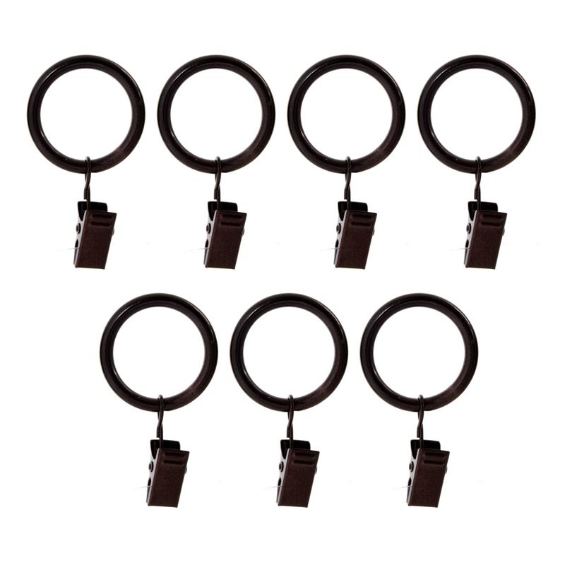 Versailles Home Fashions 7pk Steel Clip Window Curtain Rings - Espresso Brown, 3 of 5