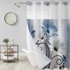 Aoibox Blue Watercolor Floral Shower Curtain with Snap-in Fabric Liner, No Hook Design, Sheer Top Window, Waterproof & Washable for Bathroom Decor - 3 of 4