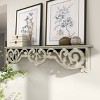 10"x48" Wooden Floral Wall Shelf White - Olivia & May: Farmhouse Style, MDF Construction, No Assembly Required - 3 of 4