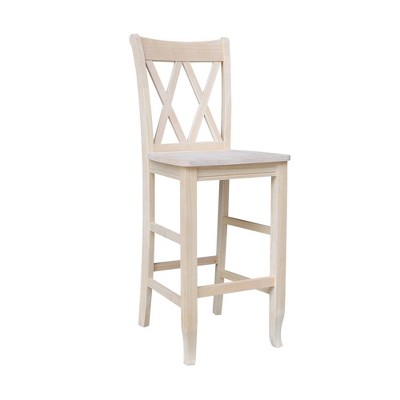 Traditional Elegant Unfinished Parawood 29" Double X-Back Barstool