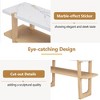 Retro Elegant Console Table with Marble-Effect Top & Versatile Storage - Ideal for Entryway & Living Room - 3 of 4