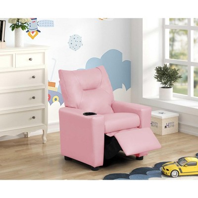 LOVMOR Kids Recliner Chair, Kid Upholstered Couch with Cup Holder, Footrest&Backrest, Toddlers Velvet Recliner w/ Headrest&Footrest
